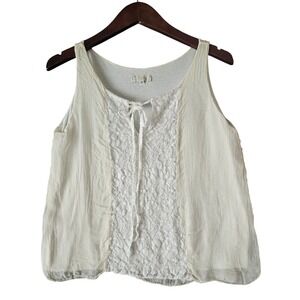 Keysha Made in‎ Italy Ivory Sleeveless Tank Top with Lace Detail Size S